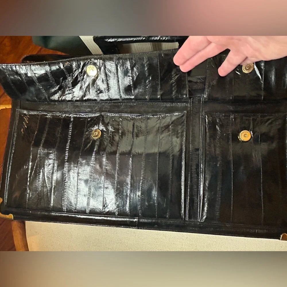 Vintage 1980s Sunco Genuine Eel Skin Briefcase Business Accessories Travel Bag